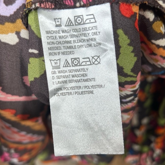 Belle Boho Kim Gravel Brown Paisley Blouse L Boho Floral Top Long Sleeve Office - Picture 5 of 6